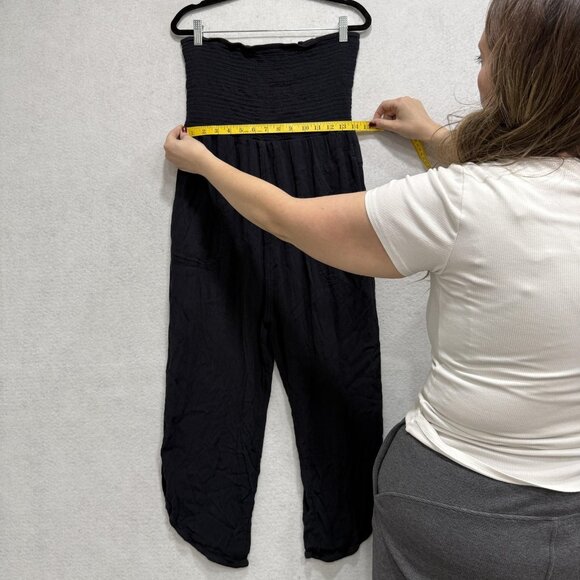 prAna Jumpsuit Womens Large Black Tencel Modal Smocked Strapless 1973221 - Picture 5 of 11